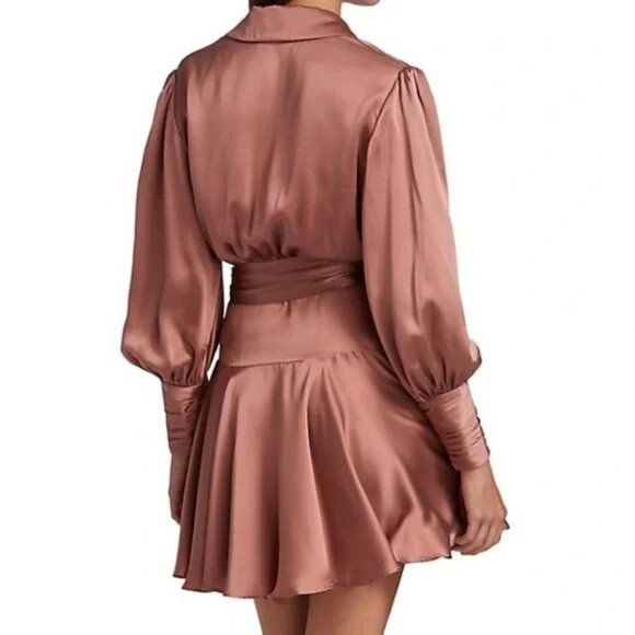 🩷 Zimmermann Silk Wrap Sash Tie Mini Dress Rose Pink AU 1 Small S - Picture 4 of 16